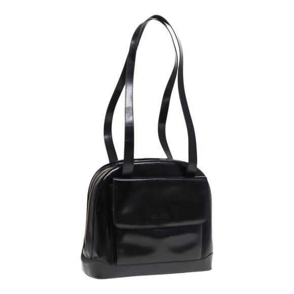 GUCCI Shoulder Bag Patent Leather Black Gold 001 2214 001 2214 - Picture 1 of 16
